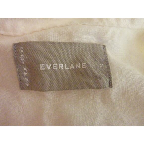 Everlane White Short Sleeve Button Down Linen Cargo Camp Shirt M - Picture 5 of 6